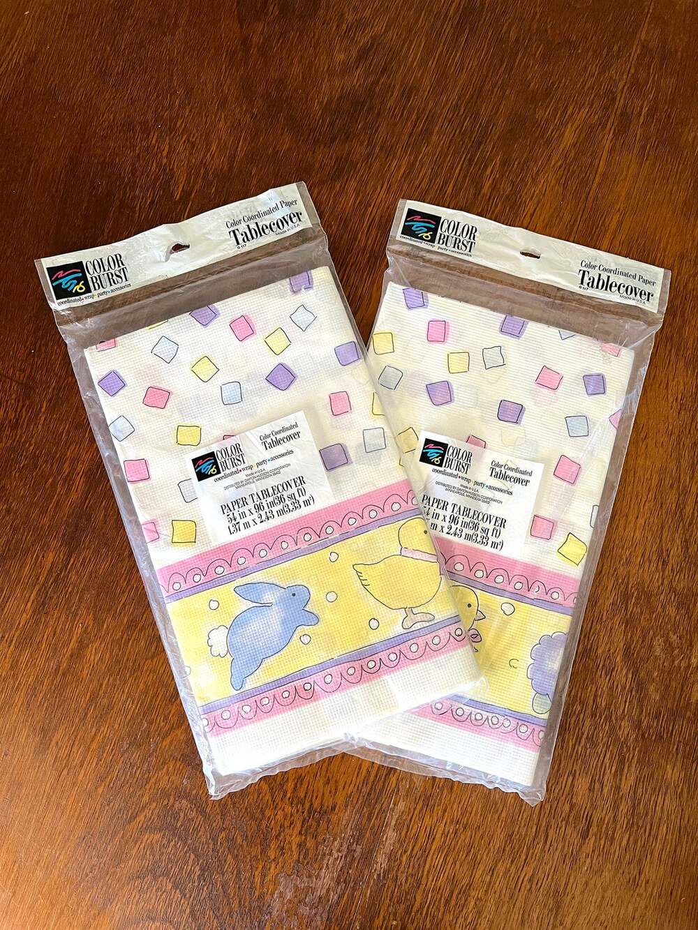 Vintage Cottagecore Color Burst Paper Table Cover Easter Baby Shower Tablecloth